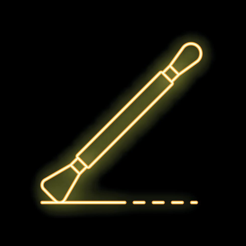 Neon sign of a brush painting a dotted line on black background vector