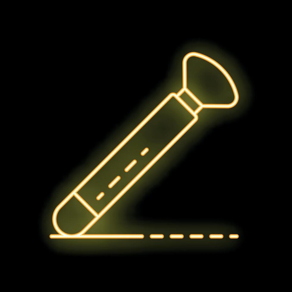 Neon yellow marker drawing a dashed line icon vector