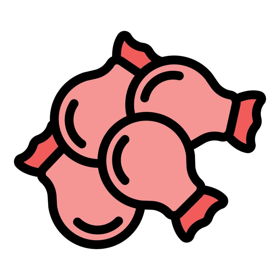 Three pink chicken legs with bones lying close to each other vector