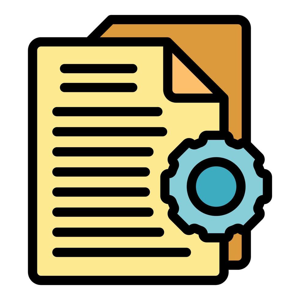 Gear placed on documents symbolizing a working process vector
