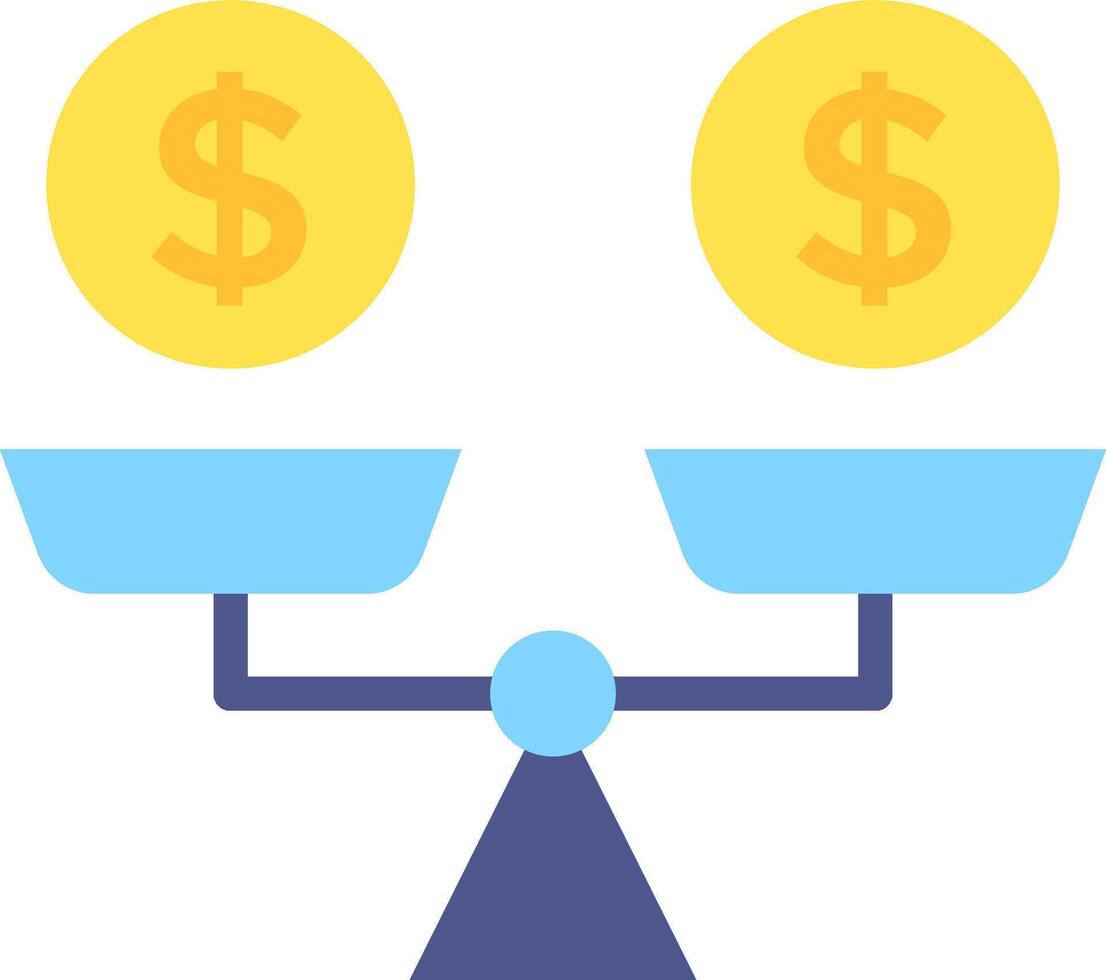 A balance scale with two coins and dollar signs vector