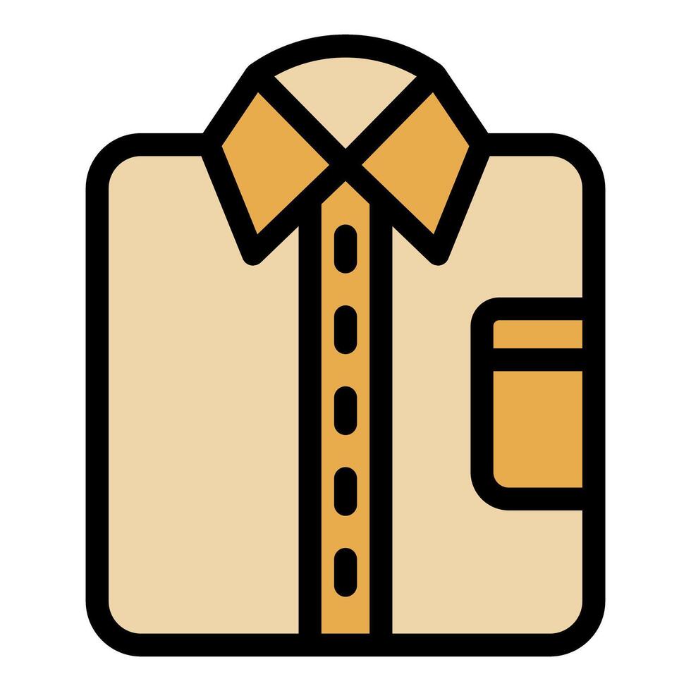 Folded shirt with pocket and collar icon showing folded clothes vector