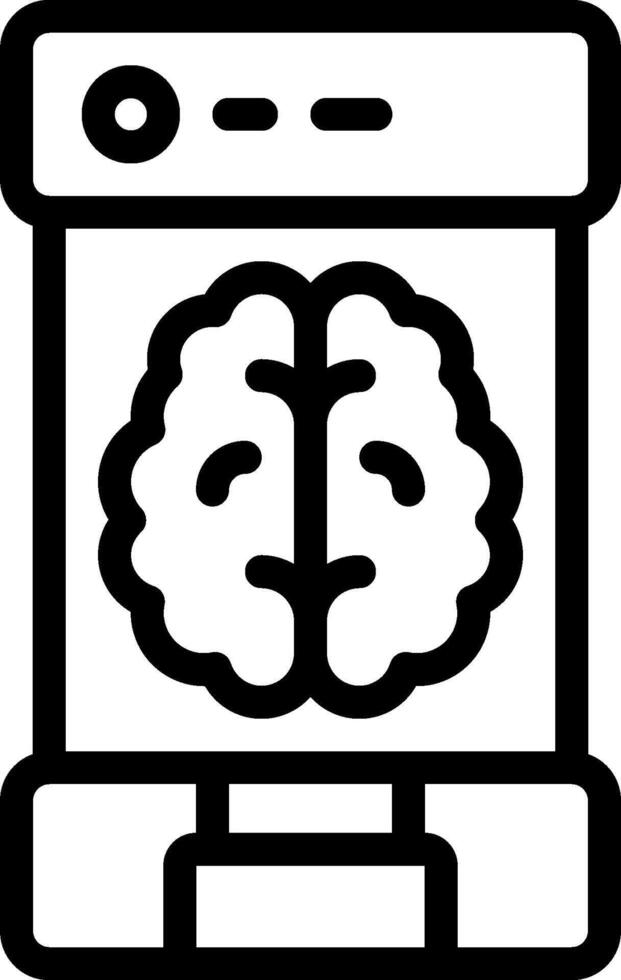 A black and white image of a brain inside a computer vector