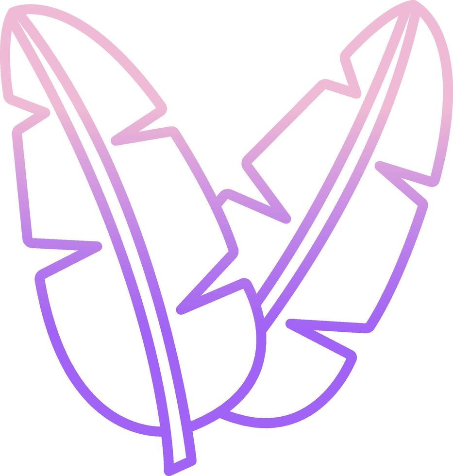 A purple and pink outline of two leaves vector