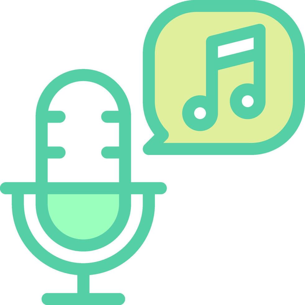 A microphone and music note with a speech bubble vector