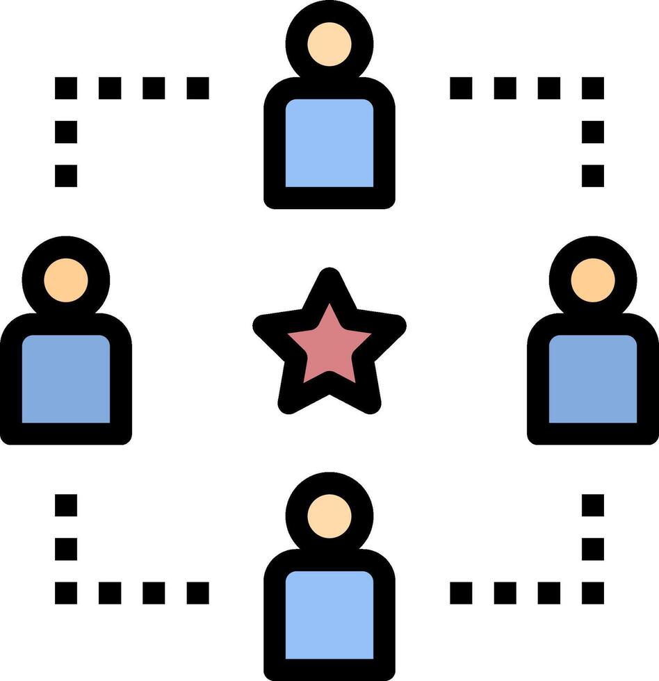 A group of people with a star in the middle vector