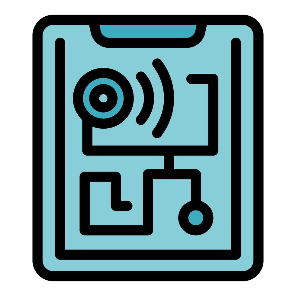 Mobile phone displaying a signal detection system icon vector