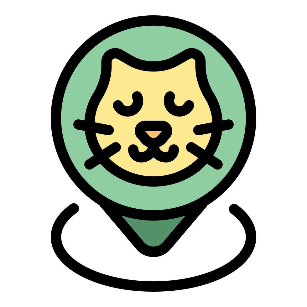Green pin pointing location of cat sitting with closed eyes vector