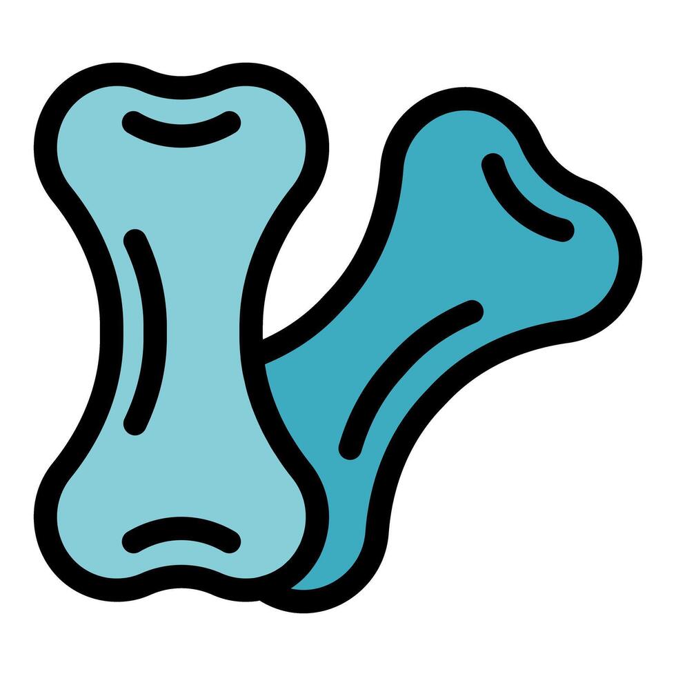 Two blue dog bones crossed over creating negative space vector