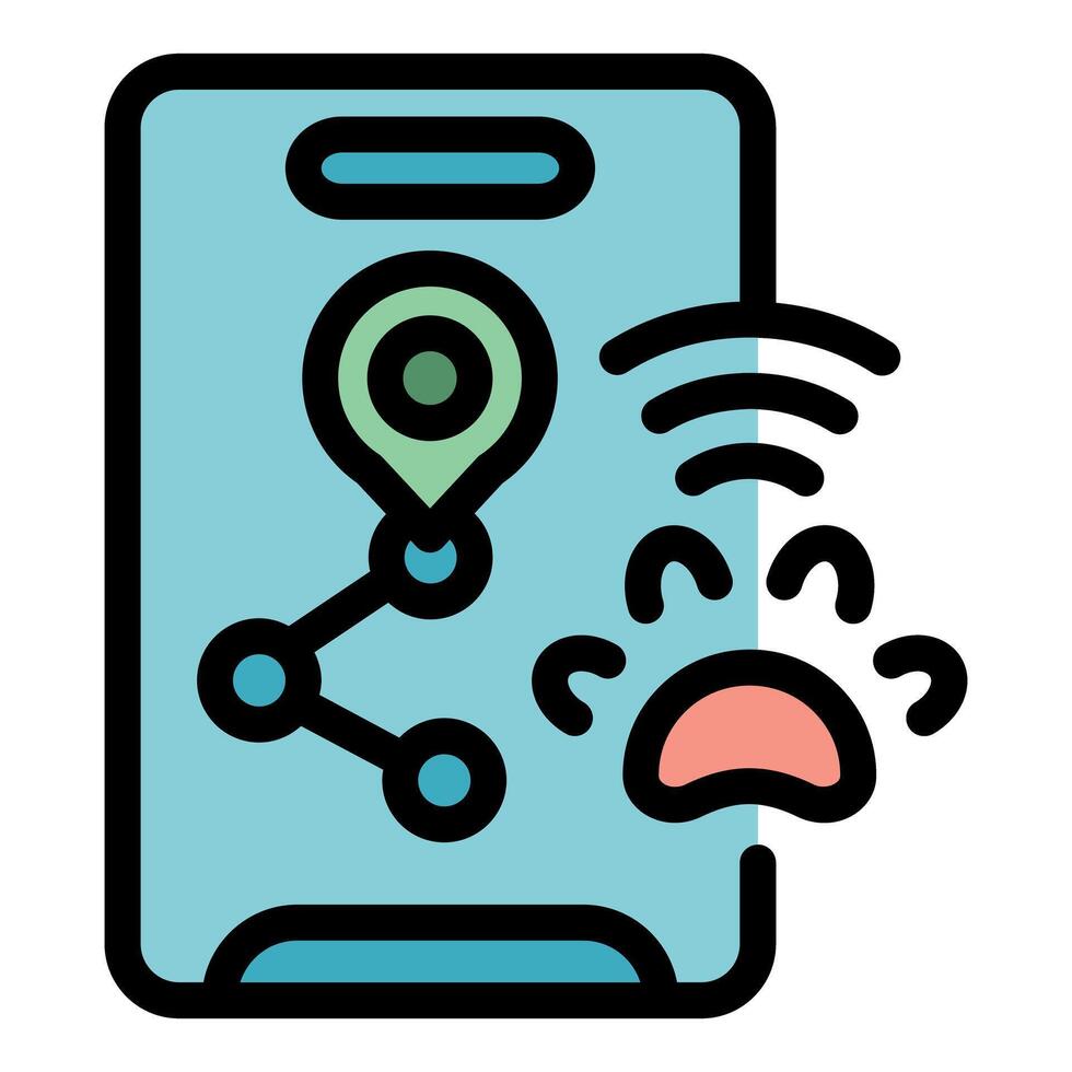Online pet tracking app showing location on smartphone vector
