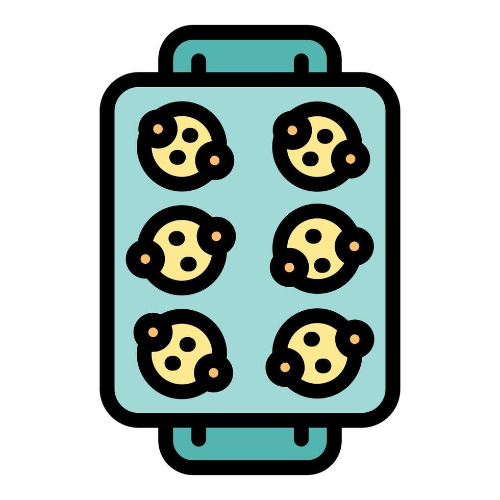 Baking sheet with dough for making cookies in oven vector
