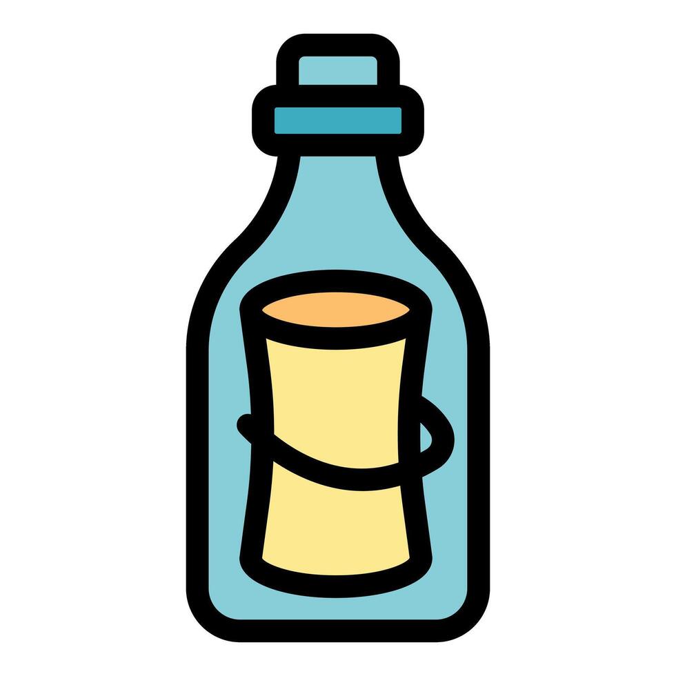 Message in a bottle with cork lid containing rolled paper vector