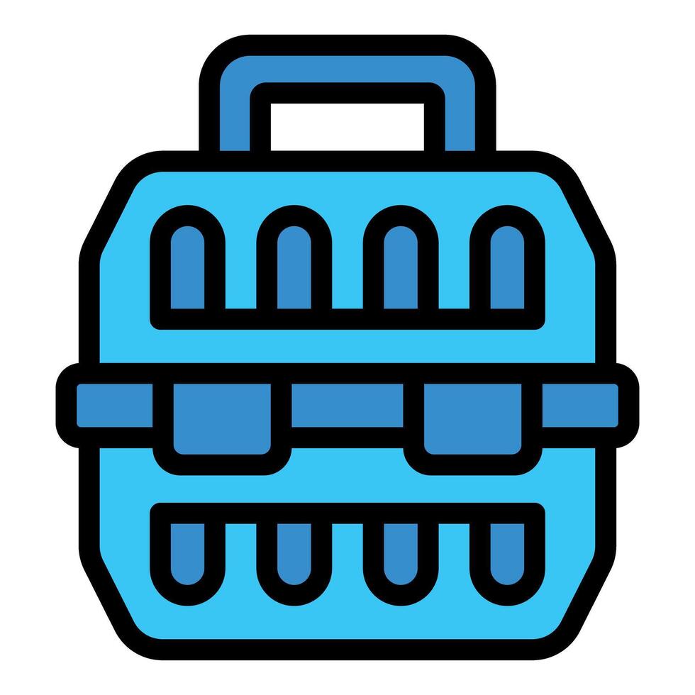 Blue pet carrier box with handle for safe transportation vector