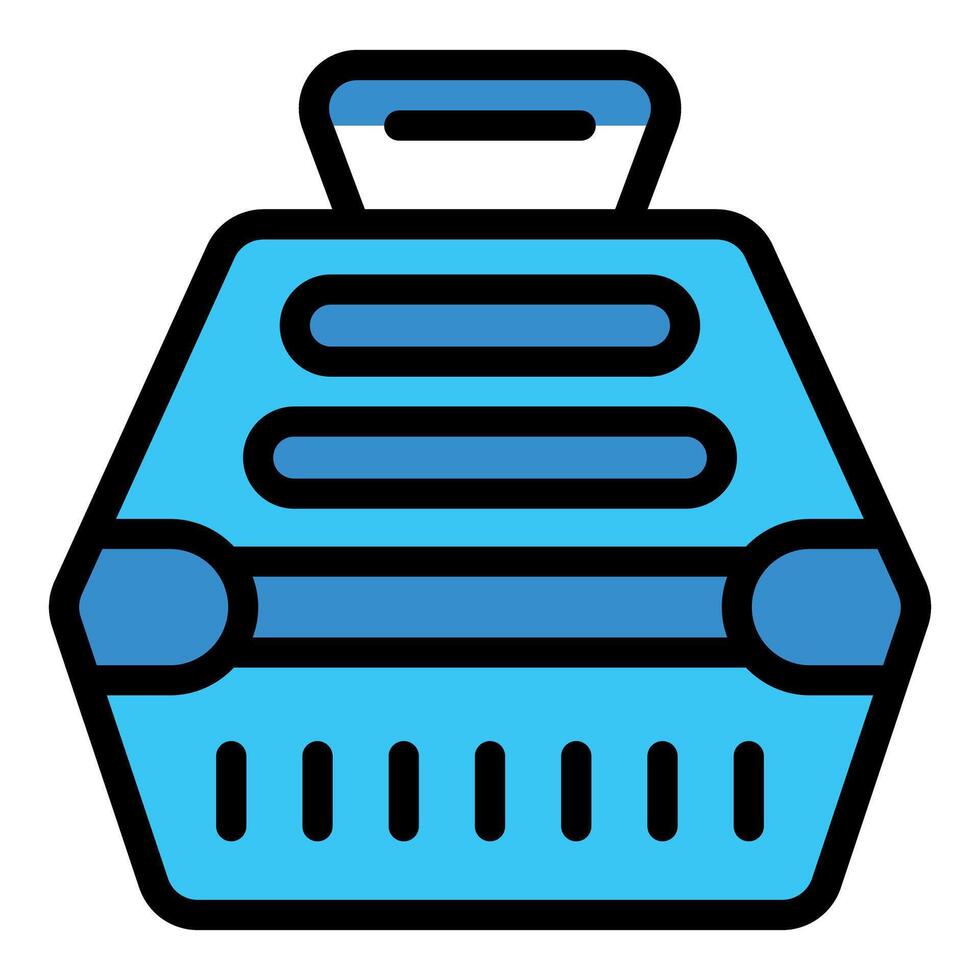 Blue pet carrier with ventilation openings for safe transportation vector
