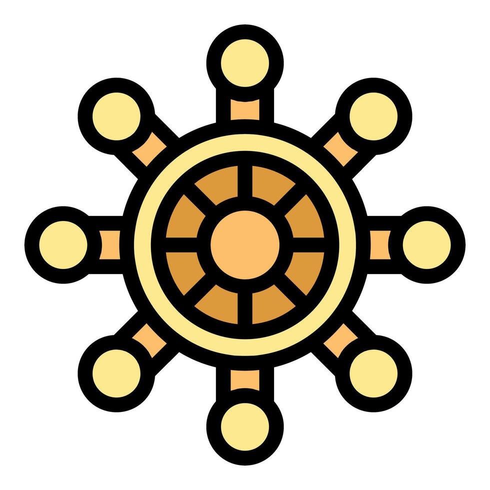Ship steering wheel showing correct navigation course vector