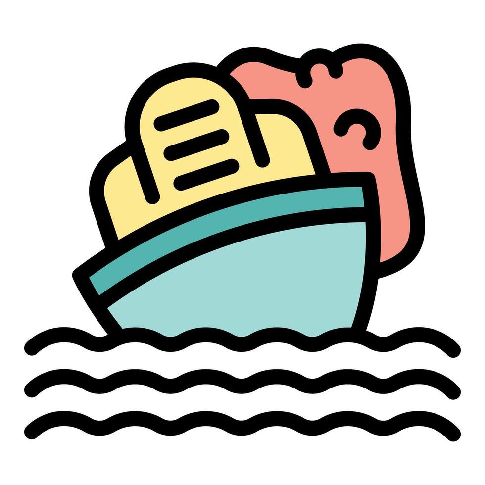 Cruise ship sinking in ocean waves icon vector