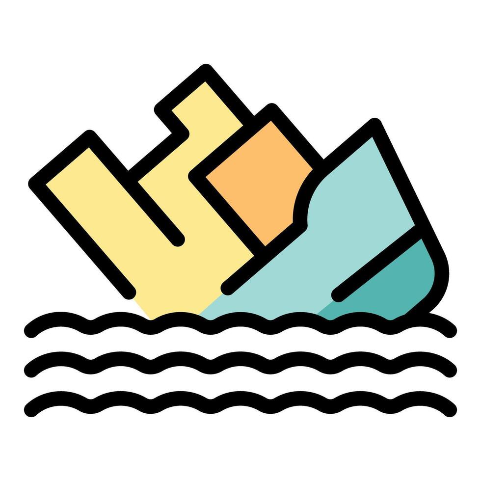 Shipwreck sinking under the ocean waves icon vector