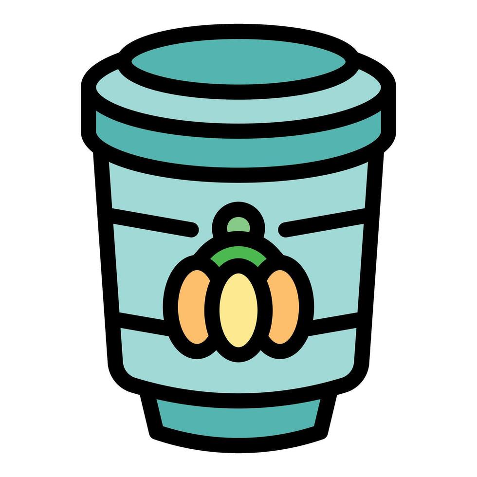 Pumpkin spice latte showing autumn hot beverage in disposable cup vector