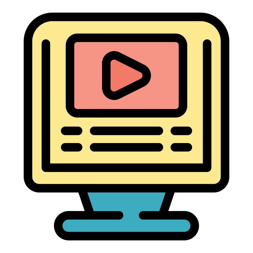 computadora mostrando vídeo transmisión plataforma interfaz con jugar botón icono vector