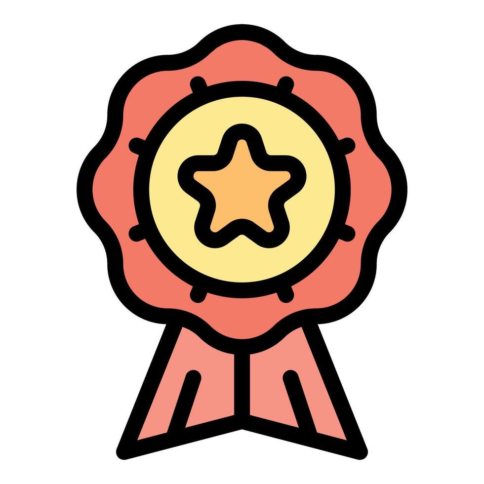Red award ribbon with star showing quality guarantee vector