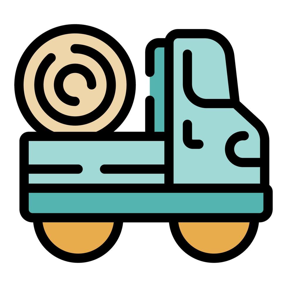 Pickup truck carrying hay bale for farm animals feeding vector