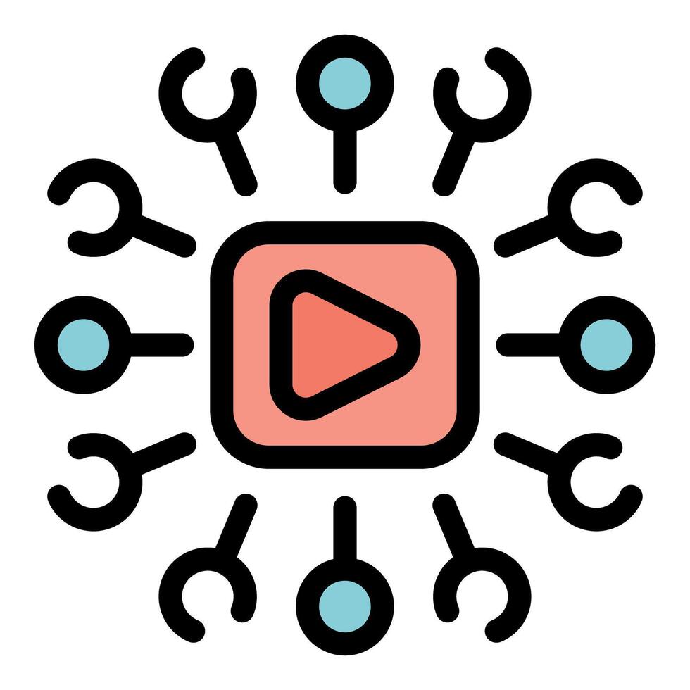 Video platform sharing connecting spreading content icon vector