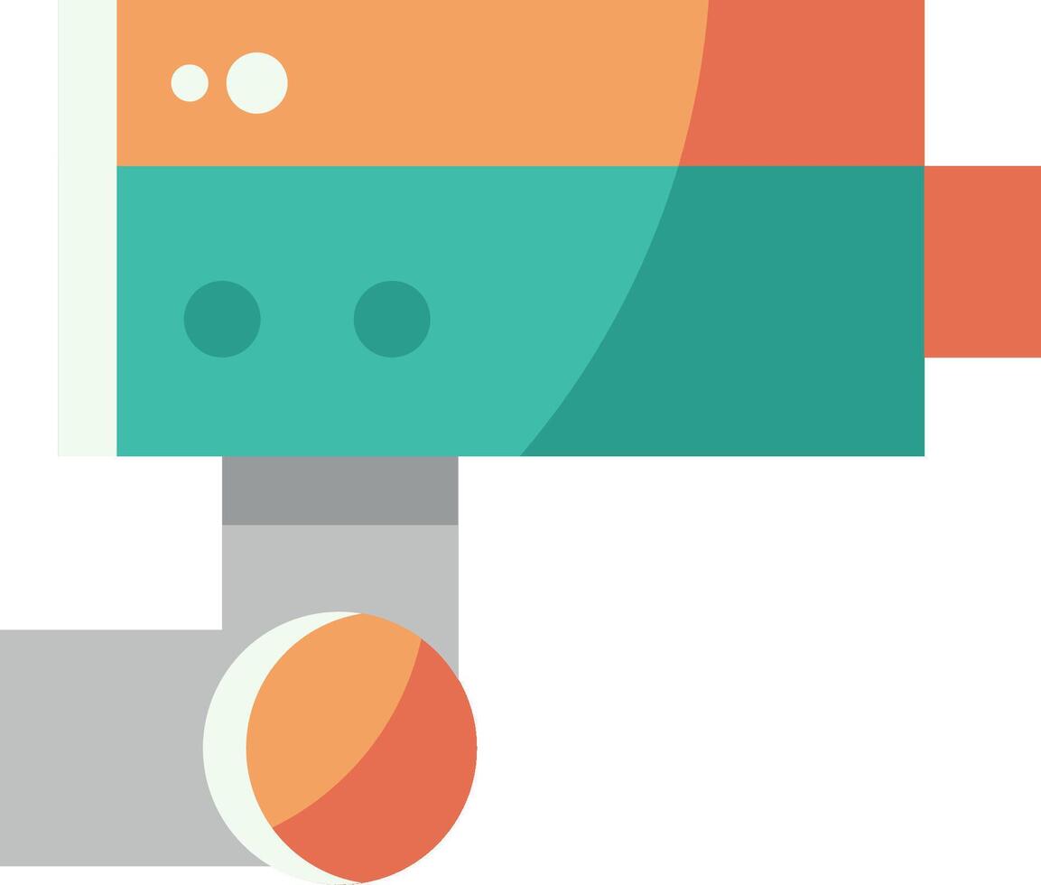A flat icon of a camera with a red and orange handle vector