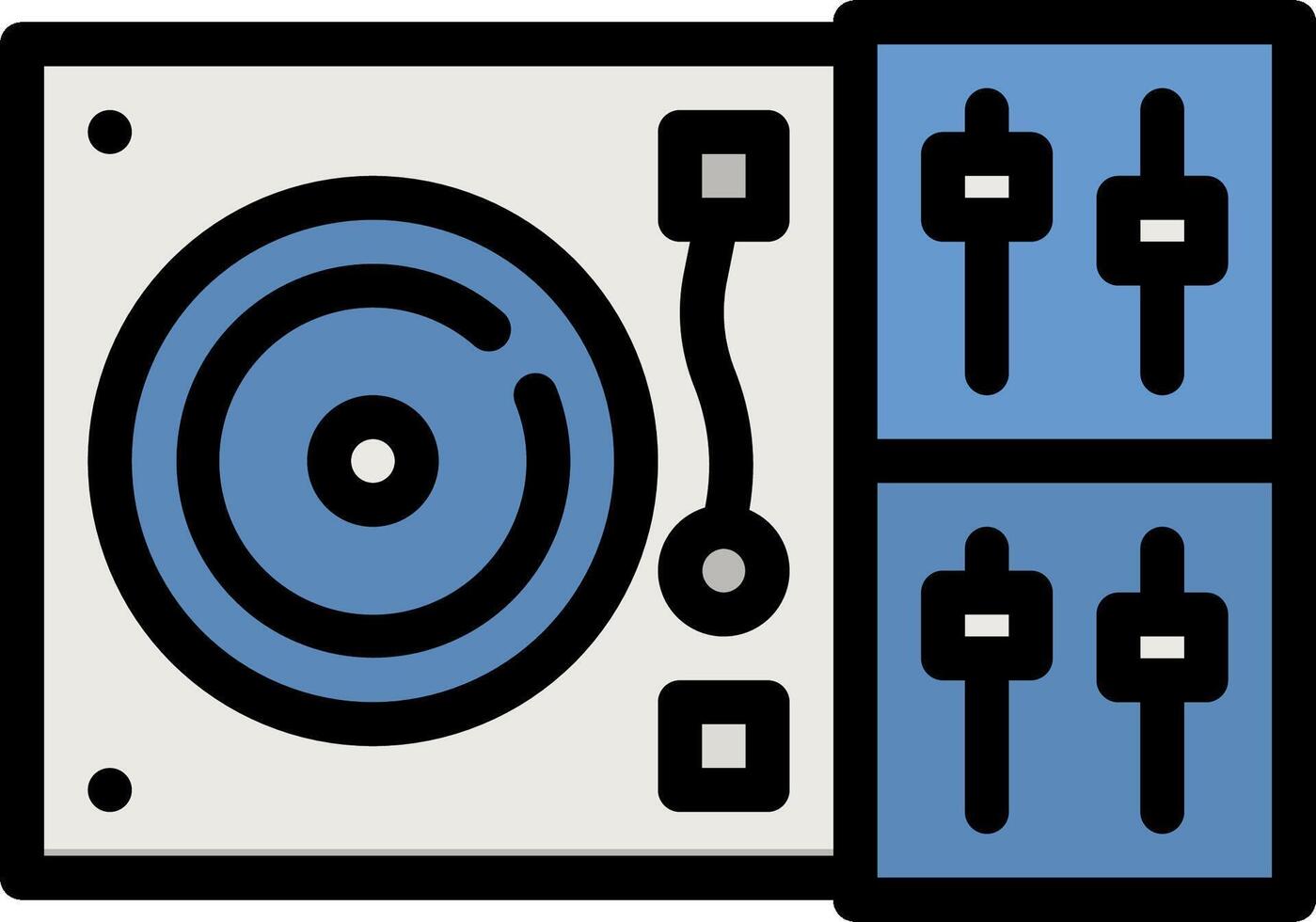 A dj mixer with a turntable on top vector