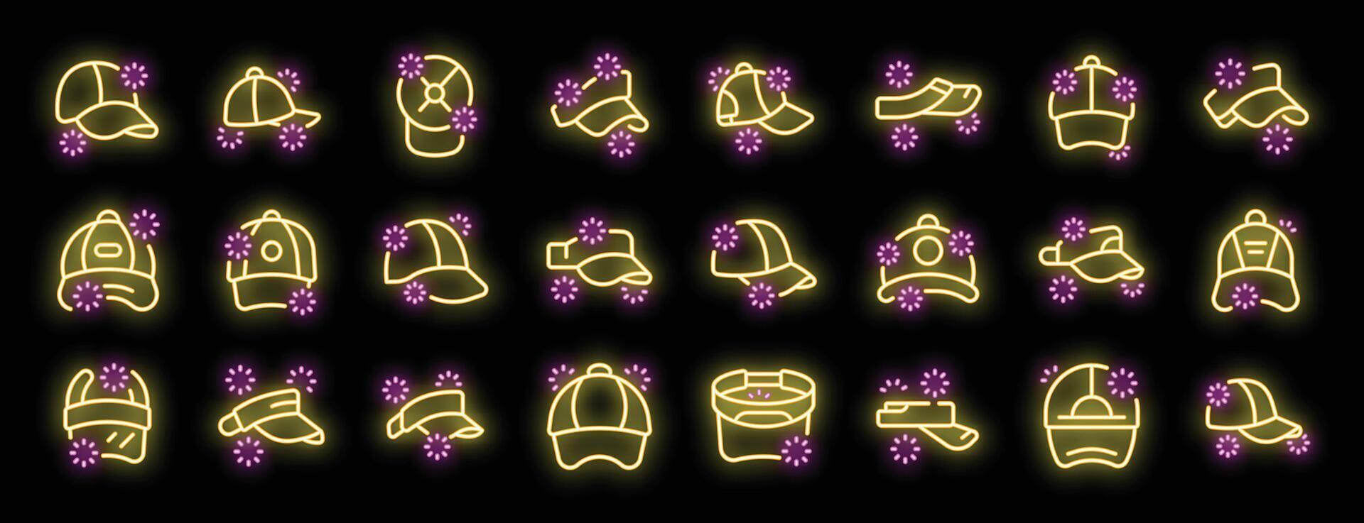 Neon hats shining brightly with glowing sparks around vector