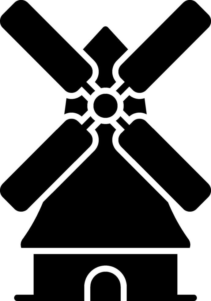 A black and white windmill icon vector