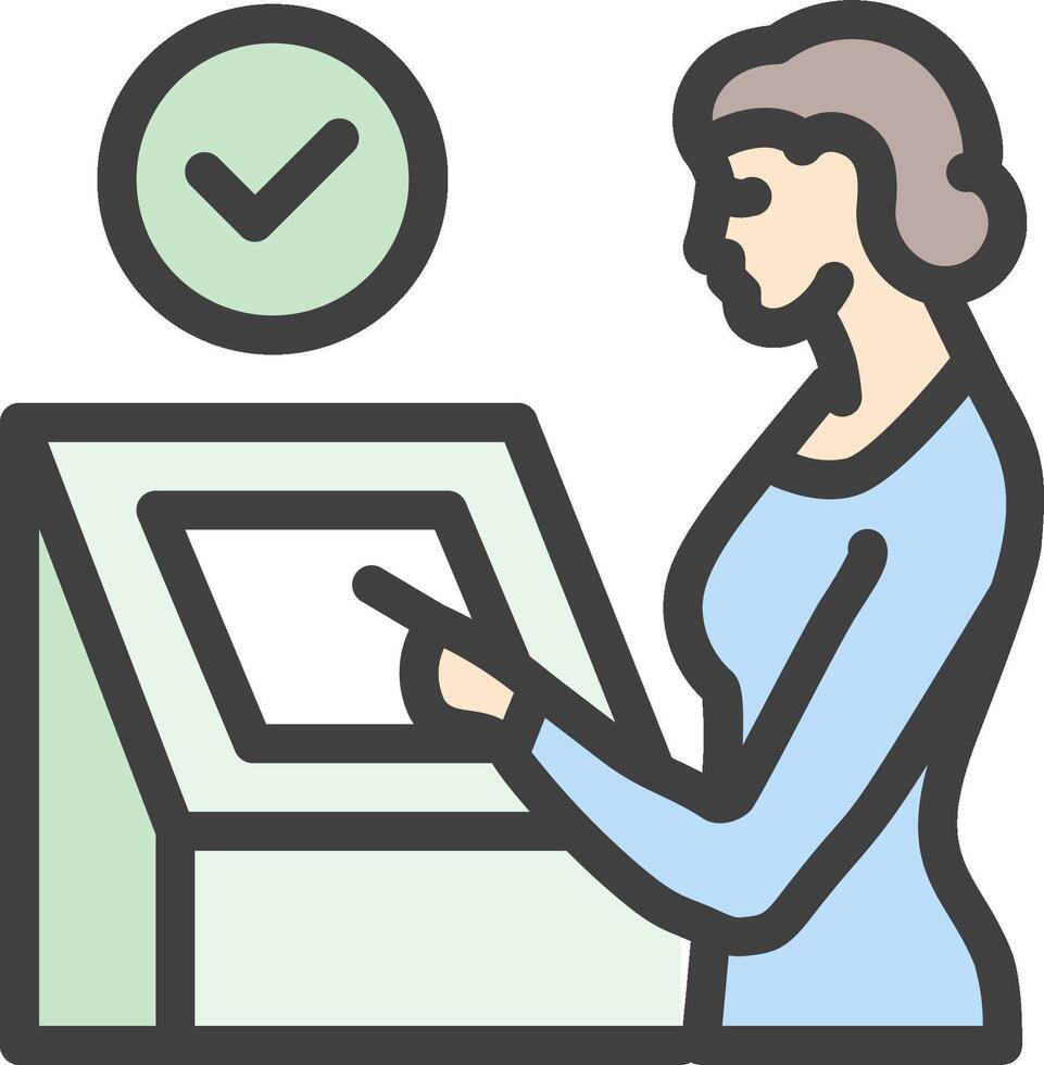 A woman is using an atm machine vector