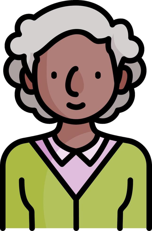 An old woman with gray hair and a green sweater vector