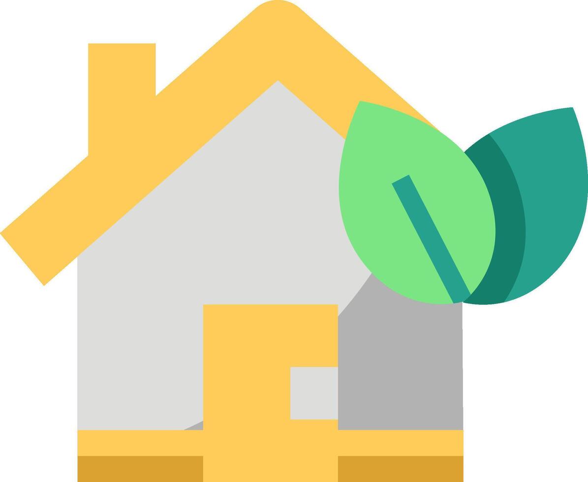 A house with a leaf on the roof and a green leaf on the front door vector