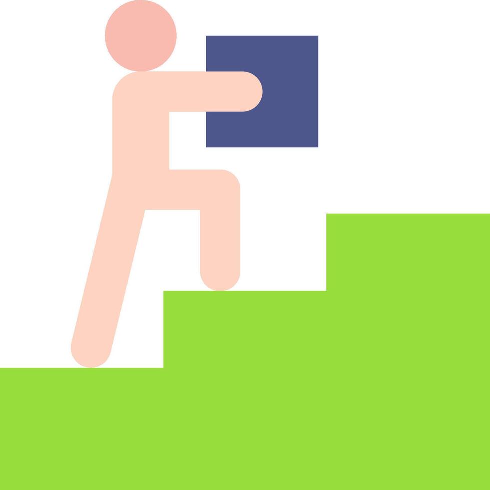 A man is climbing up a hill with a box vector