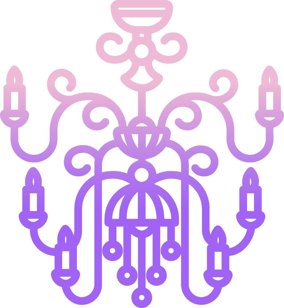 A purple and pink chandelier with four candles vector