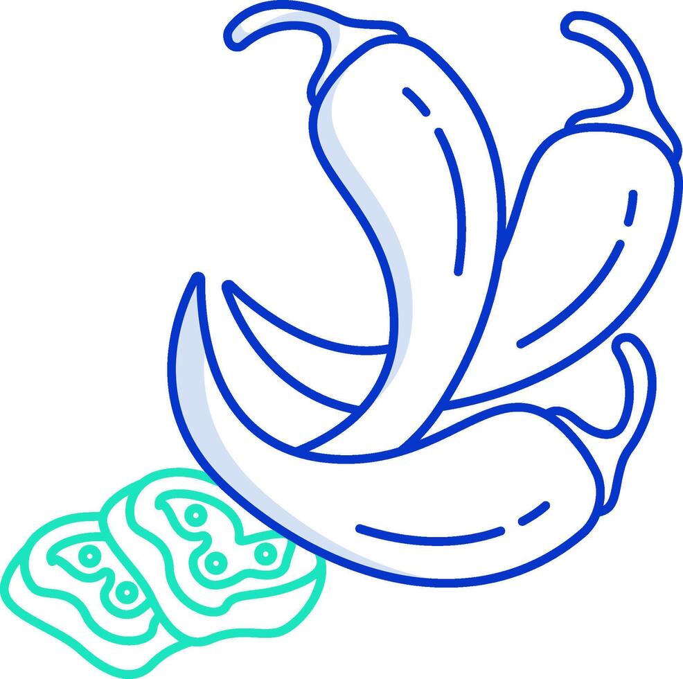 A drawing of two peppers and a piece of bread vector