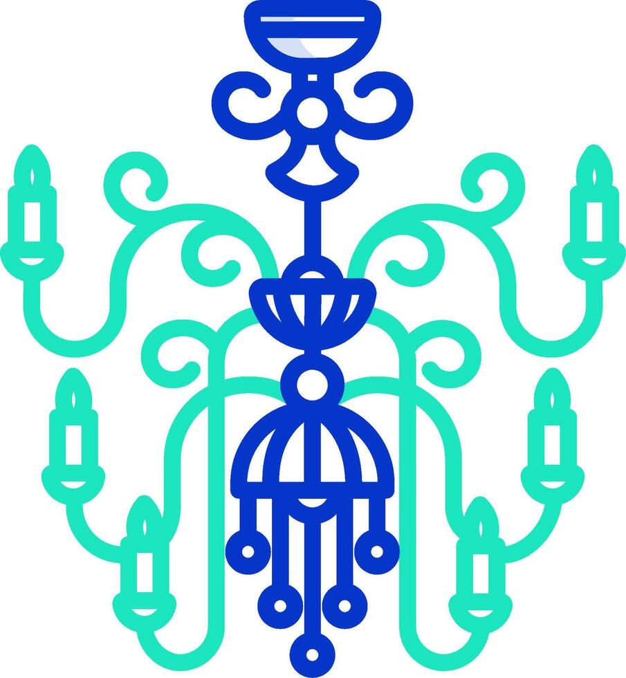A blue chandelier with a green design vector