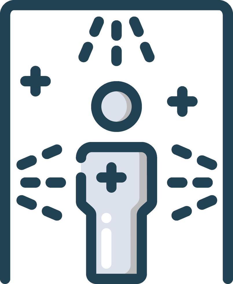 A person holding a flashlight and a cross vector