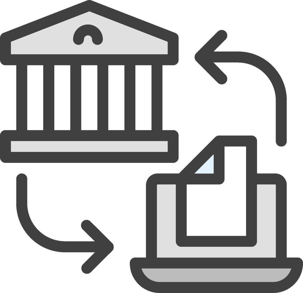 A bank and a building with a document and a computer vector