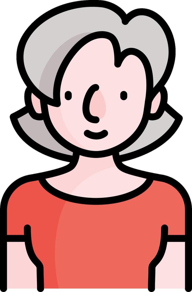 An old woman with gray hair and a red shirt vector