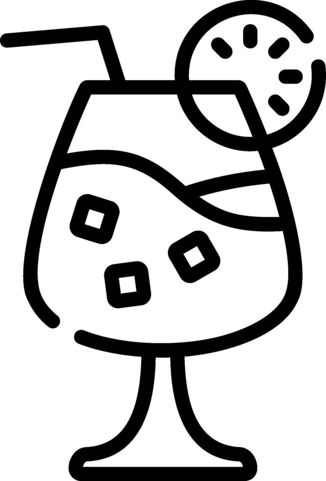 A black and white drawing of a drink with a slice of lemon vector