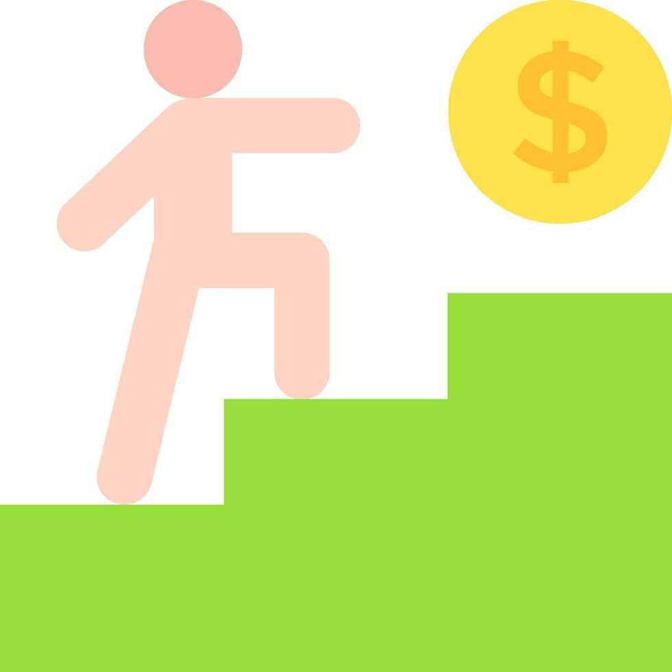 A man climbing up a hill with a dollar sign vector