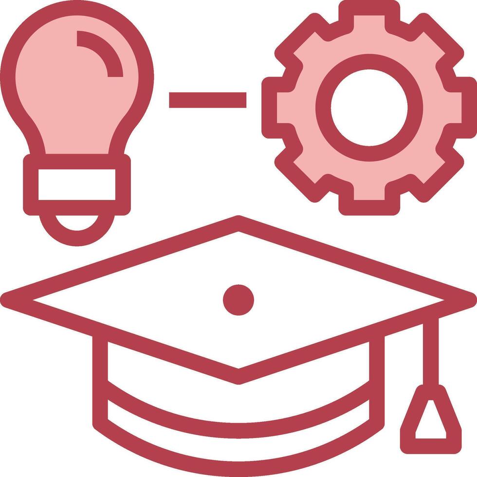 A graduation cap with a light bulb and gears vector