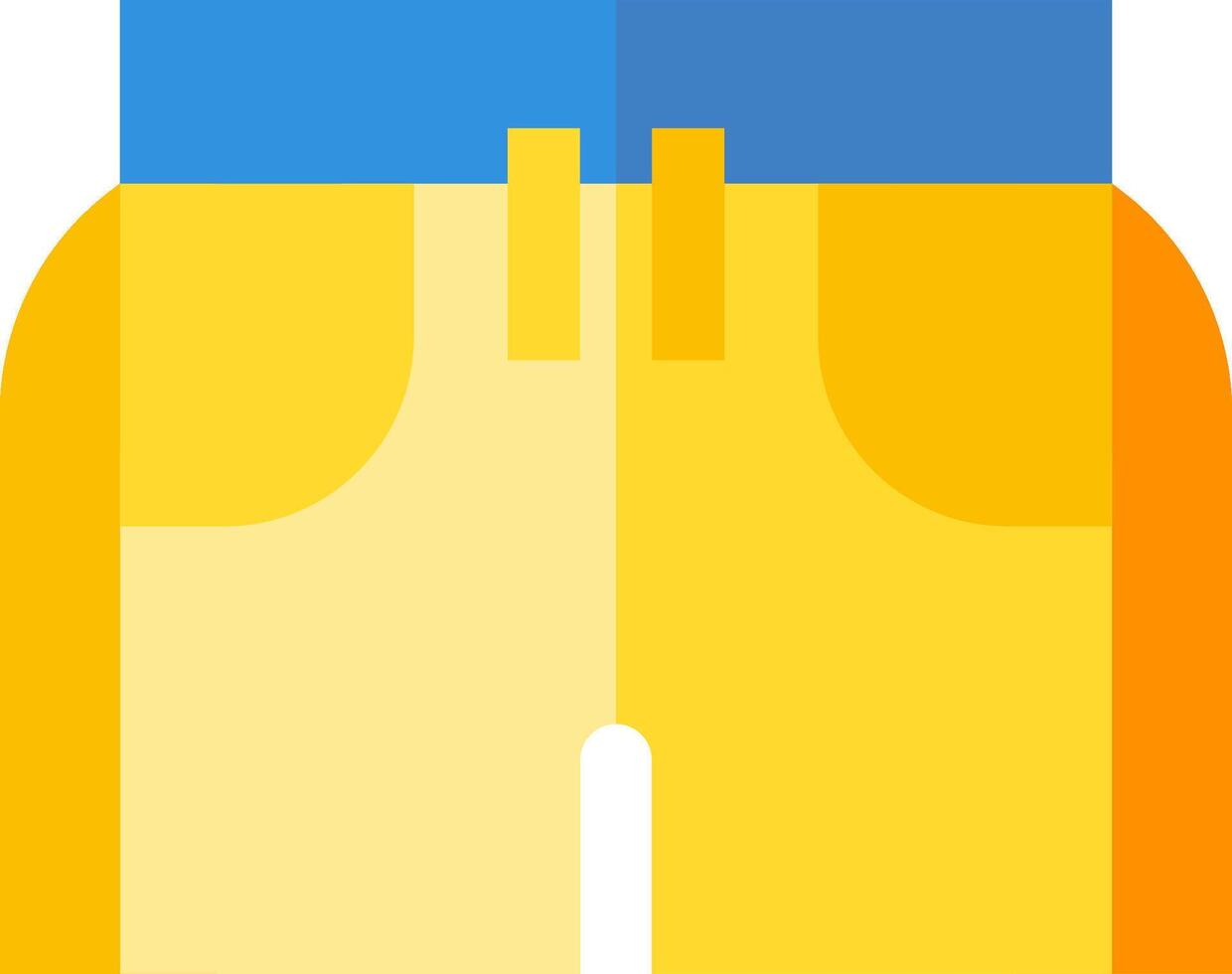 A pair of shorts with a blue and yellow color vector