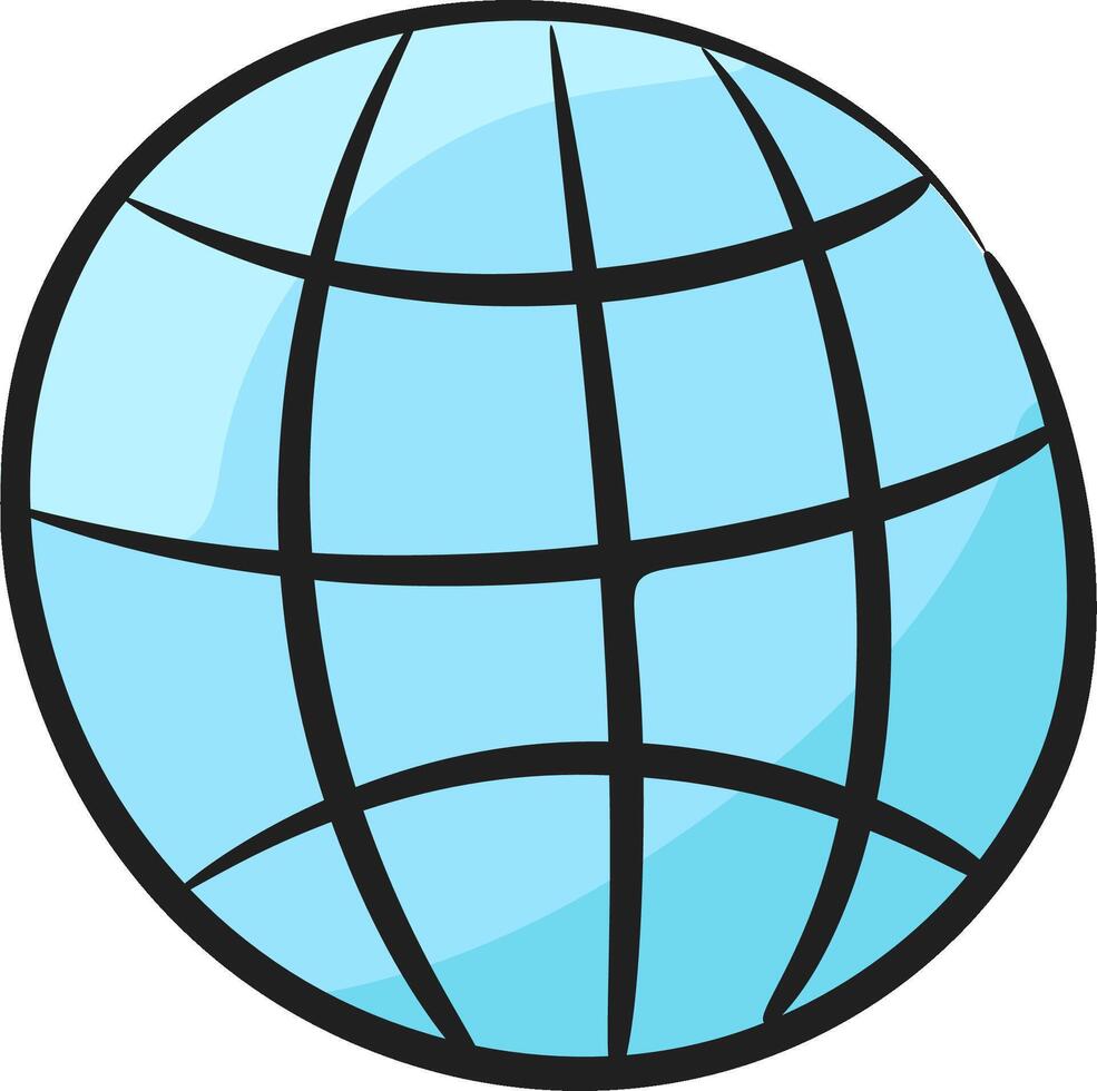 A cartoon globe with a black and white outline vector