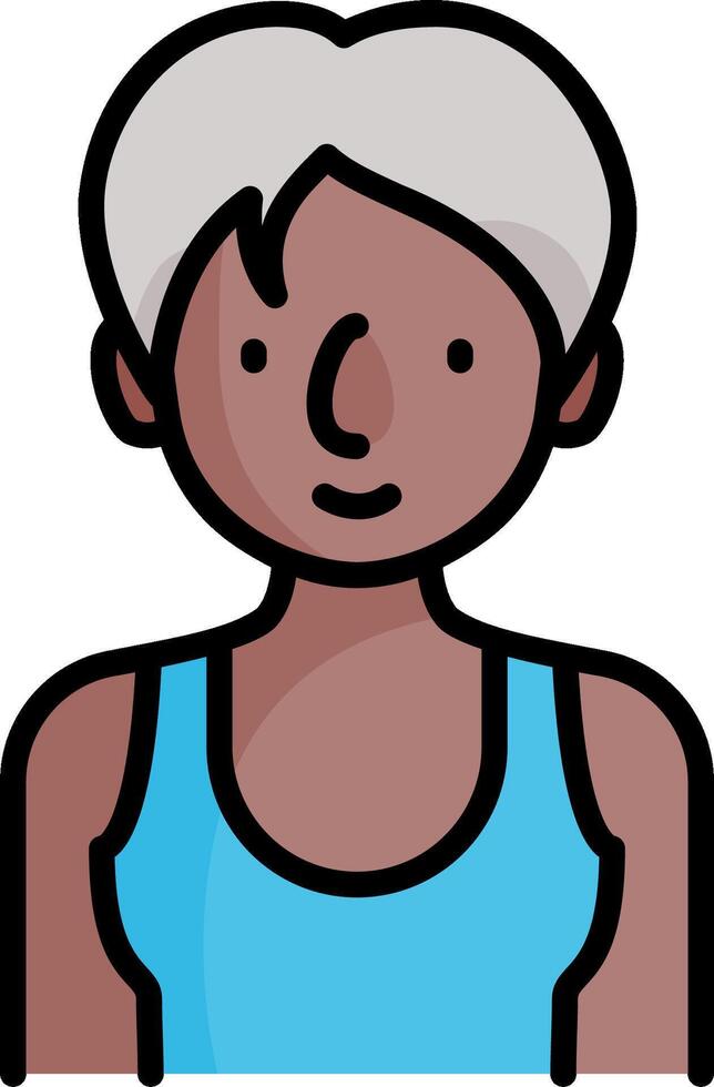 An older woman in a blue tank top vector