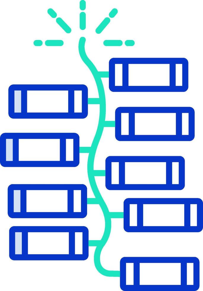 A blue line with four bars and a light bulb vector