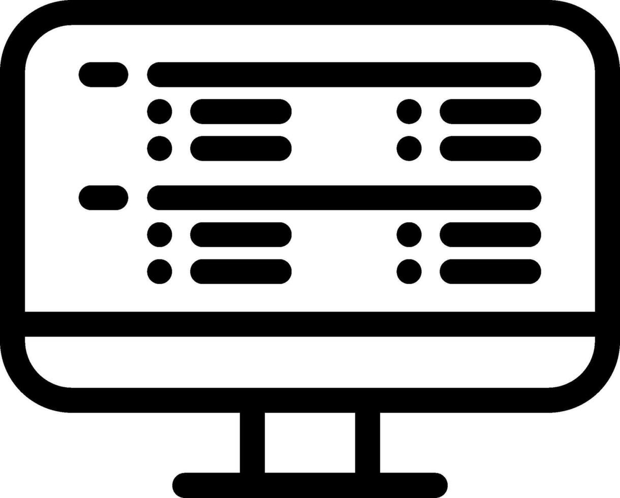 A computer monitor with a list of items on it vector