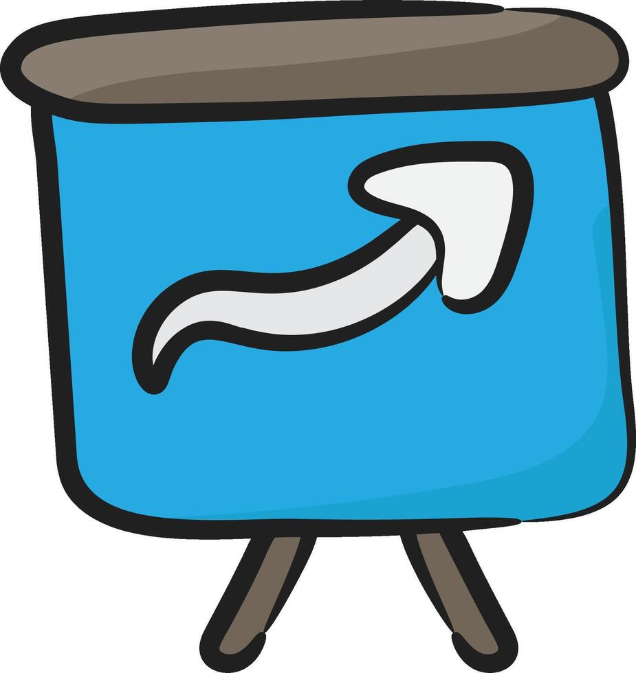 A blue easel with a white arrow on it vector