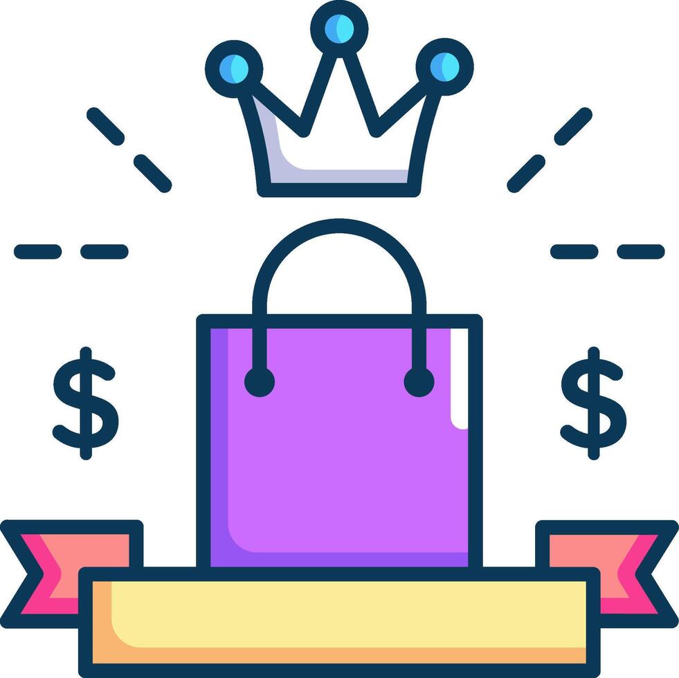 A purple shopping bag with a crown on top vector